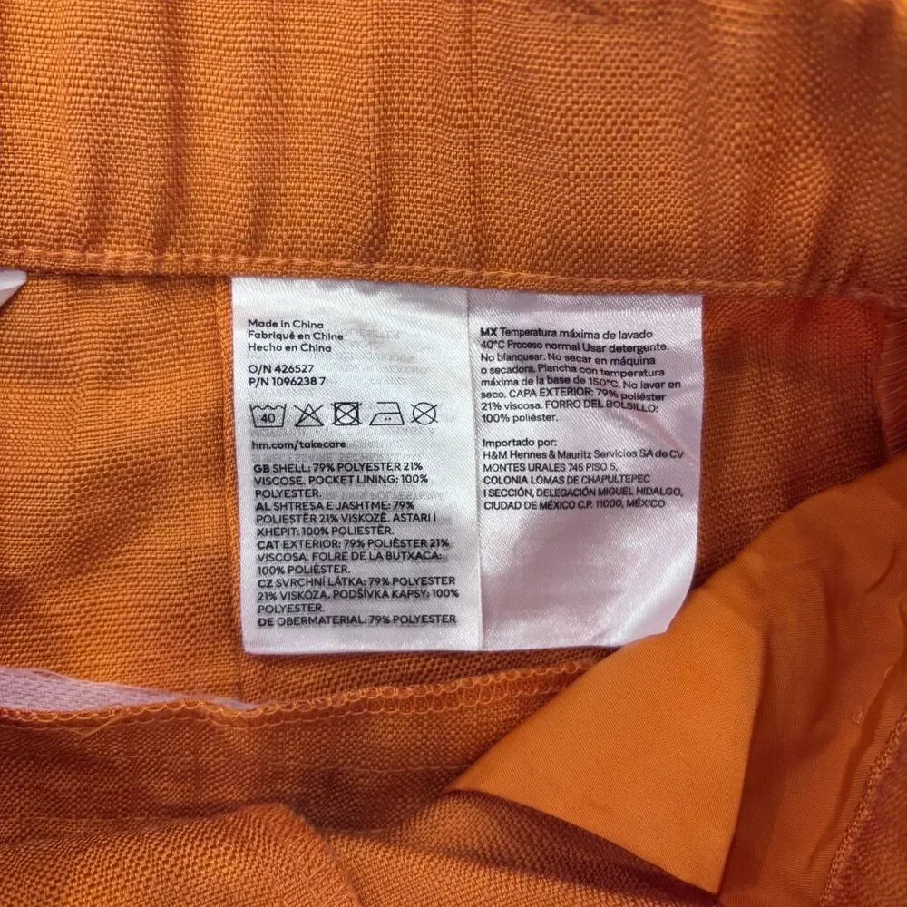 H&M Vibrant Orange Solid Pant Suit Set Jacket & Pants Women’s Size 2 Small